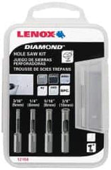 Lenox - 4 Piece, 3/16" to 3/8" Saw Diam, General Purpose Hole Saw Kit - Diamond Grit, Toothed Edge, Includes 4 Hole Saws - Strong Tooling