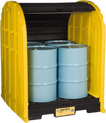 Justrite - 4 Drum, 79 Gal Sump Capacity, Drum Cover Pallet - 5.71' Long x 5.06' Wide x 6.27' High, Vertical Storage, Polyethylene - Strong Tooling