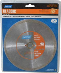 Norton - 7" Diam, 5/8" Arbor Hole Diam, Wet & Dry Cut Saw Blade - Diamond-Tipped, Standard Round Arbor - Strong Tooling