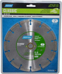 Norton - 7" Diam, 5/8" Arbor Hole Diam, Wet & Dry Cut Saw Blade - Diamond-Tipped, Standard Round Arbor - Strong Tooling