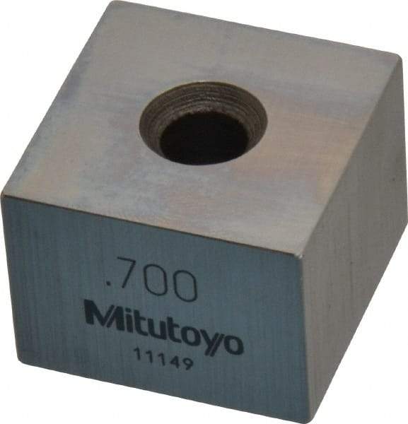 Mitutoyo - 0.7" Square Steel Gage Block - Accuracy Grade 0, Includes Certificate of Inspection - Strong Tooling