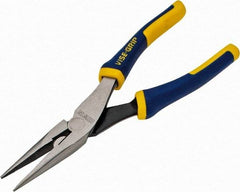 Irwin - 8" OAL, 2-5/16" Jaw Length x 15/16" Jaw Width, Long Nose Side Cutting Pliers - Serrated Jaw, Standard Head, ProTouch Handles - Strong Tooling