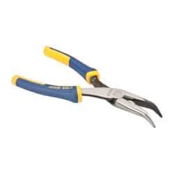 Irwin - 8" OAL, 2-5/16" Jaw Length x 15/16" Jaw Width, Long Nose Side Cutting Bent Nose Pliers - Serrated Jaw, Standard Head, ProTouch Handles - Strong Tooling