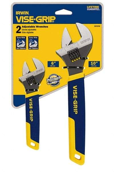 Irwin - 2 Piece, Adjustable Wrench Set - Inch System of Measurement, Chrome Vanadium Finish, Comes in Display Card - Strong Tooling