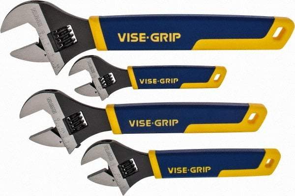 Irwin - 4 Piece, Adjustable Wrench Set - Inch/Metric System of Measurement, Chrome Vanadium Finish, Comes in Plastic Tray - Strong Tooling