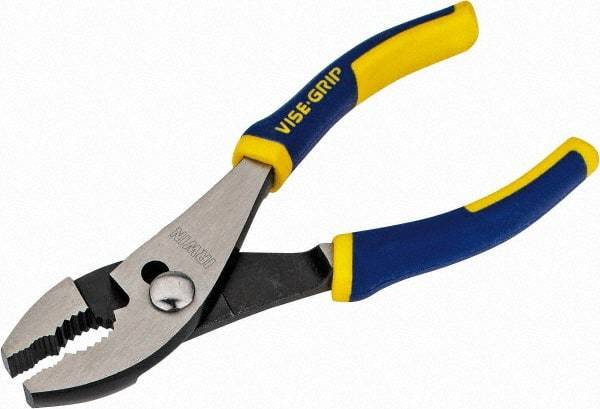 Irwin - 6" OAL, 1-1/8" Jaw Length, 1-5/32" Jaw Width, Slip Joint Pliers - 2 Positions, Serrated Jaw, Regular Nose Head, Standard Tool, Wire Cutting Shear - Strong Tooling