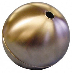 Made in USA - 5" Diam, Spherical, Tubed Through Connection, Metal Float - 3/8" Rod Thread, Stainless Steel, 800 Max psi, 19 Gauge - Strong Tooling