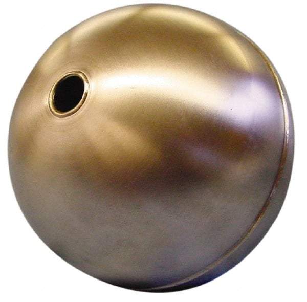 Made in USA - 8" Diam, Spherical, Tubed Through Connection, Metal Float - 1/2" Rod Thread, Stainless Steel, 450 Max psi, 20 Gauge - Strong Tooling