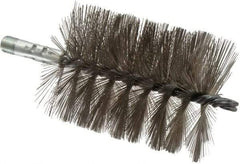 Schaefer Brush - 4-1/2" Brush Length, 3-1/2" Diam, Double Stem, Single Spiral Tube Brush - 7-1/4" Long, Stainless Steel, 1/4" NPSM Male Connection - Strong Tooling