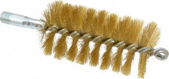 Schaefer Brush - 4-1/2" Brush Length, 2-1/4" Diam, Double Stem, Single Spiral Tube Brush - 8" Long, Brass, 1/4" NPSM Male Connection - Strong Tooling