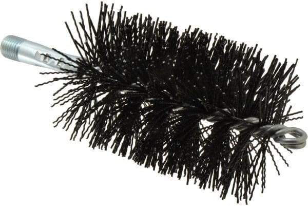 Schaefer Brush - 5" Brush Length, 3" Diam, Nylon Single Stem, Single Spiral Tube Brush - 7-1/4" Long, Nylon, 1/4" NPSM Male Connection - Strong Tooling