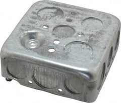 Thomas & Betts - 2 Gang, (14) 1/2 & 3/4" Knockouts, Steel Square Junction Box - 4" Overall Height x 4" Overall Width x 1-1/2" Overall Depth - Strong Tooling