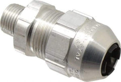 Thomas & Betts - 0.54 to 0.67" Cable Capacity, Class 1, Gas & Vapor Environments, Straight Strain Relief Cord Grip - 1/2 NPT Thread, Aluminum - Strong Tooling