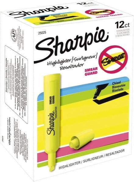 Sharpie - Fluorescent Yellow Highlighter - Chisel Tip, AP Nontoxic Ink - Strong Tooling