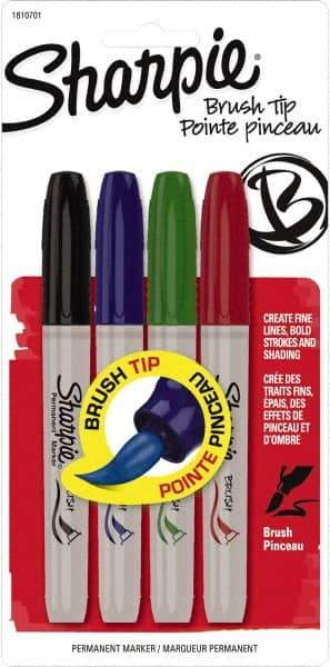 Sharpie - Black, Blue, Green, Red Permanent Marker - Brush Tip, AP Nontoxic Ink - Strong Tooling