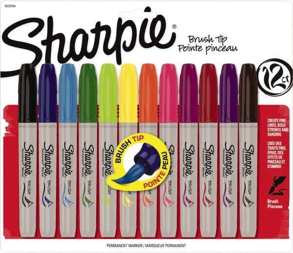 Sharpie - Assorted Colors Permanent Marker - Brush Felt Tip, AP Nontoxic Ink - Strong Tooling