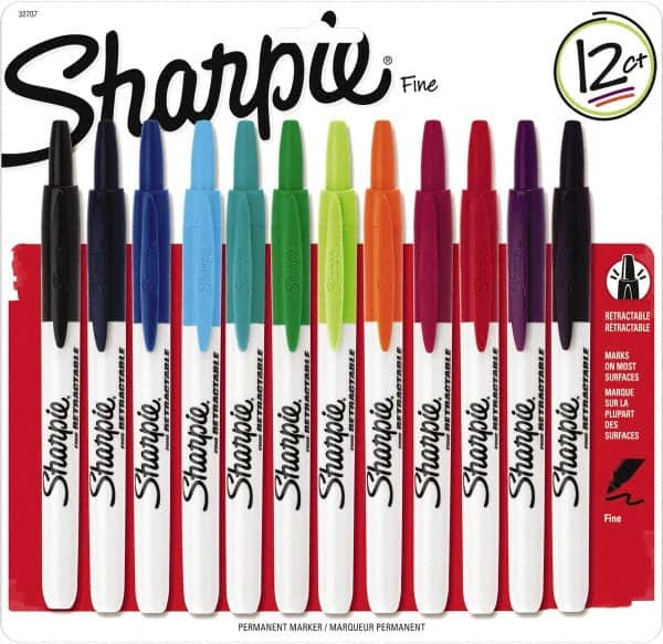 Sharpie - Assorted Colors, Permanent Marker - Retractable Fine Tip, AP Nontoxic Ink - Strong Tooling