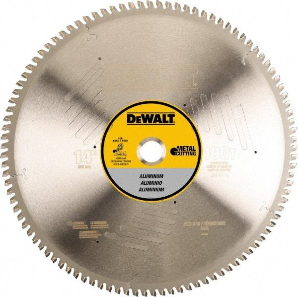 DeWALT - 14" Diam, 1" Arbor Hole Diam, 100 Tooth Wet & Dry Cut Saw Blade - Steel, Crosscutting Action, Standard Round Arbor - Strong Tooling