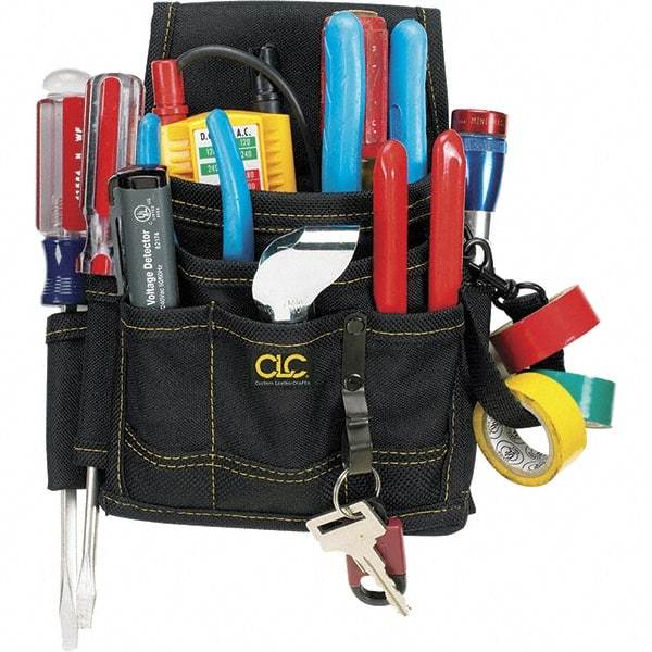 CLC - Electrician's Holster with 9 Pockets - Ballistic Polyester, Black, 7" Wide x 6" High x 2" Deep - Strong Tooling