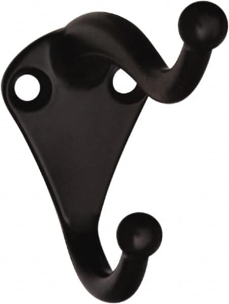 National Mfg. - 1" Wide x 2" High x 0.11" Thick, Double Coat & Hat Hook - 2-3/4" Projection, Oil Rubbed Bronze - Strong Tooling