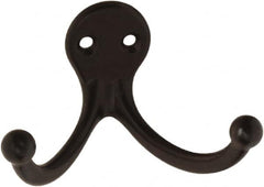 National Mfg. - 2" Wide x 1" High x 0.11" Thick, Double Prong Robe Hook - 1-3/4" Projection, Oil Rubbed Bronze - Strong Tooling