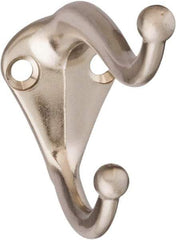 National Mfg. - 1" Wide x 2" High x 0.11" Thick, Double Coat & Hat Hook - 2-3/4" Projection, Satin Nickel - Strong Tooling