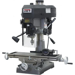 Jet - 1 Phase, 15-7/8" Swing, Step Pulley Mill Drill Combination - 9-1/2" Table Length x 32-1/4" Table Width, 20-1/2" Longitudinal Travel, 7" Cross Travel, 12 Spindle Speeds, 2 hp, 115/230 Volts - Strong Tooling