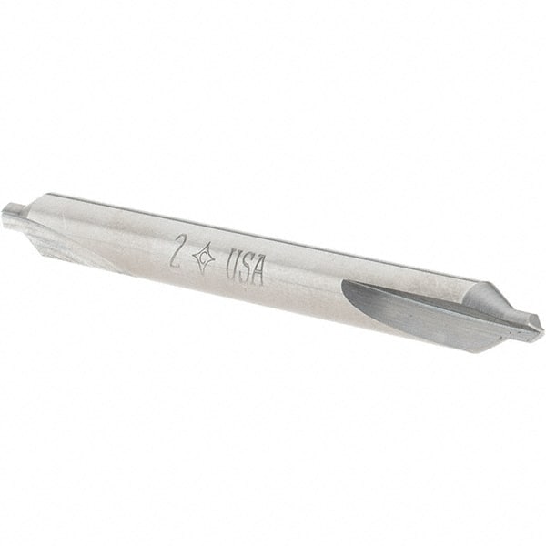 Cleveland - #2 Plain Cut 60° Incl Angle Solid Carbide Combo Drill & Countersink - Strong Tooling