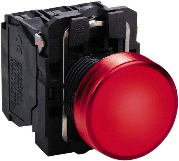 Schneider Electric - 24 VAC/VDC at 50/60 Hz Red Lens LED Pilot Light - Round Lens, Screw Clamp Connector, 30mm Wide, Vibration Resistant, Water Resistant - Strong Tooling