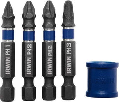 Irwin - 5 Piece, Phillips Handle, Power Bit Set - No. 1 to No. 3 Phillips - Strong Tooling