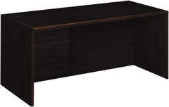 Hon - High Pressure Laminate Left Pedestal Desk - 66" Wide x 30" Deep x 29-1/2" High, Mahogany - Strong Tooling