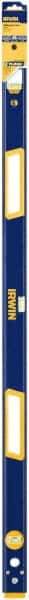 Irwin - 48" Long 3 Vial Box Beam Level - Aluminum, Blue/Yellow, 1 Level & 2 Plumb Vials - Strong Tooling