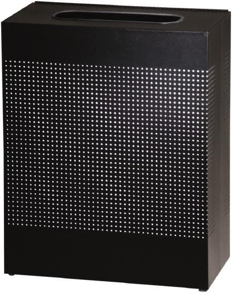 Rubbermaid - 22-1/2 Gal Black Rectangle Decorative Waste Receptacle With Top - Steel, 30" High x 24" Long x 24" Wide - Strong Tooling