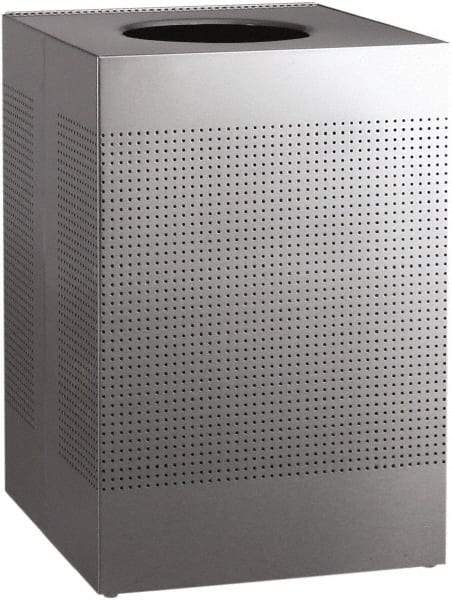 Rubbermaid - 40 Gal Silver Square Decorative Waste Receptacle With Top - Stainless Steel, 794mm High x 552.45mm Long x 552.45mm Wide - Strong Tooling