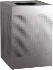 Rubbermaid - 40 Gal Silver Square Decorative Waste Receptacle With Top - Stainless Steel, 794mm High x 552.45mm Long x 552.45mm Wide - Strong Tooling