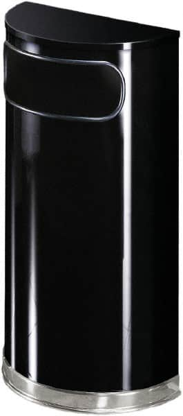 Rubbermaid - 9 Gal Black Half-Round Decorative Waste Receptacle With Top - Steel, 813mm High x 457.2mm Wide - Strong Tooling