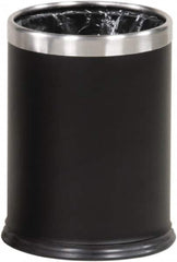 Rubbermaid - 3-1/2 Gal Black Round Decorative Waste Receptacle With Top - Steel, 318mm High - Strong Tooling