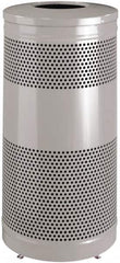 Rubbermaid - 25 Gal Silver Round Decorative Waste Receptacle With Top - Steel, 902mm High - Strong Tooling