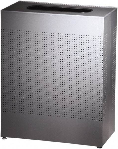 Rubbermaid - 22-1/2 Gal Silver Rectangle Decorative Waste Receptacle With Top - Steel, 30" High x 24" Long x 24" Wide - Strong Tooling