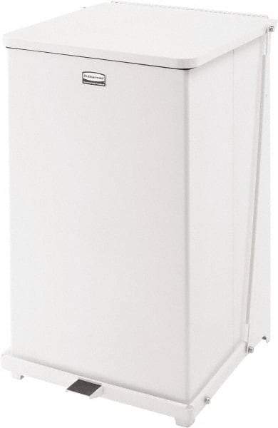 Rubbermaid - 40 Gal Square Unlabeled Trash Can - 30" High x 19" Long x 19" Wide, White, Steel - Strong Tooling