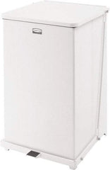 Rubbermaid - 40 Gal Square Unlabeled Trash Can - 30" High x 19" Long x 19" Wide, White, Steel - Strong Tooling