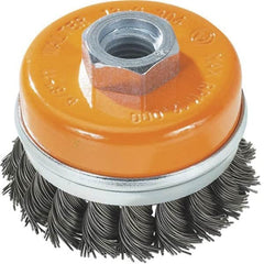 WALTER Surface Technologies - 6" Diam, 5/8-11 Threaded Arbor, Steel Fill Cup Brush - 0.02 Wire Diam, 8,600 Max RPM - Strong Tooling