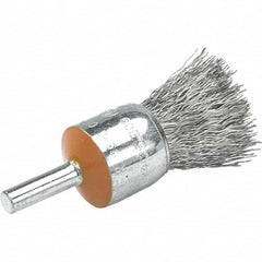 WALTER Surface Technologies - 1/2" Brush Diam, Crimped, End Brush - 1/4" Diam Shank, 25,000 Max RPM - Strong Tooling