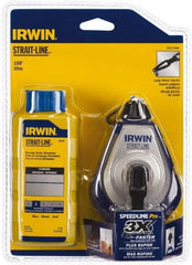 Irwin - 100' Long Reel & Chalk Set - Blue, Includes (1) 4 oz Standard Blue Chalk (3.5:1) & (1) SPEEDLINE Pro Chalk Reel - Strong Tooling