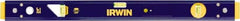 Irwin - 24" Long 3 Vial Box Beam Level - Aluminum, Blue/Yellow, 1 Level & 2 Plumb Vials - Strong Tooling