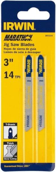 Irwin Blades - 3" Long x 0.039" Thick x 0.295" Wide, 10 Teeth per Inch, Bi-Metal Jig Saw Blade - Toothed Edge, T-Shank, Mill Tooth Set - Strong Tooling