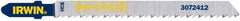 Irwin Blades - 4" Long x 0.059" Thick x 0.295" Wide, 10 Teeth per Inch, Carbon Steel Jig Saw Blade - Toothed Edge, T-Shank, Fleam Ground Tooth Set - Strong Tooling