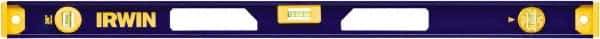 Irwin - 36" Long 3 Vial I-Beam Level - Aluminum, Blue/Yellow, 1 Plumb & 2 Level Vials - Strong Tooling