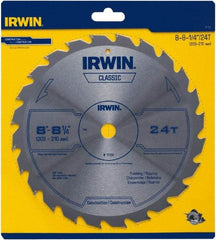 Irwin Blades - 8-1/4" Diam, 5/8" Arbor Hole Diam, 24 Tooth Wet & Dry Cut Saw Blade - Carbide-Tipped, Smooth Action, Diamond Arbor - Strong Tooling