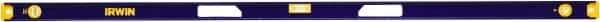 Irwin - 72" Long 3 Vial I-Beam Level - Aluminum, Blue/Yellow, 1 Plumb & 2 Level Vials - Strong Tooling